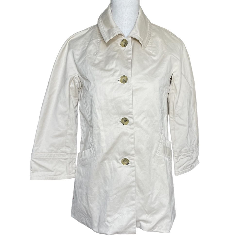 Marc Jacobs Jacket M Button-up 3/4 Sleeve Beige Off-White Eggshell Plaid Lined